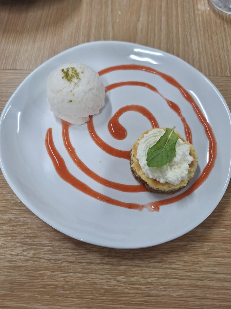 Saber Bistro dessert, Lychee Coconut Sherbert with Lime Pie Squares