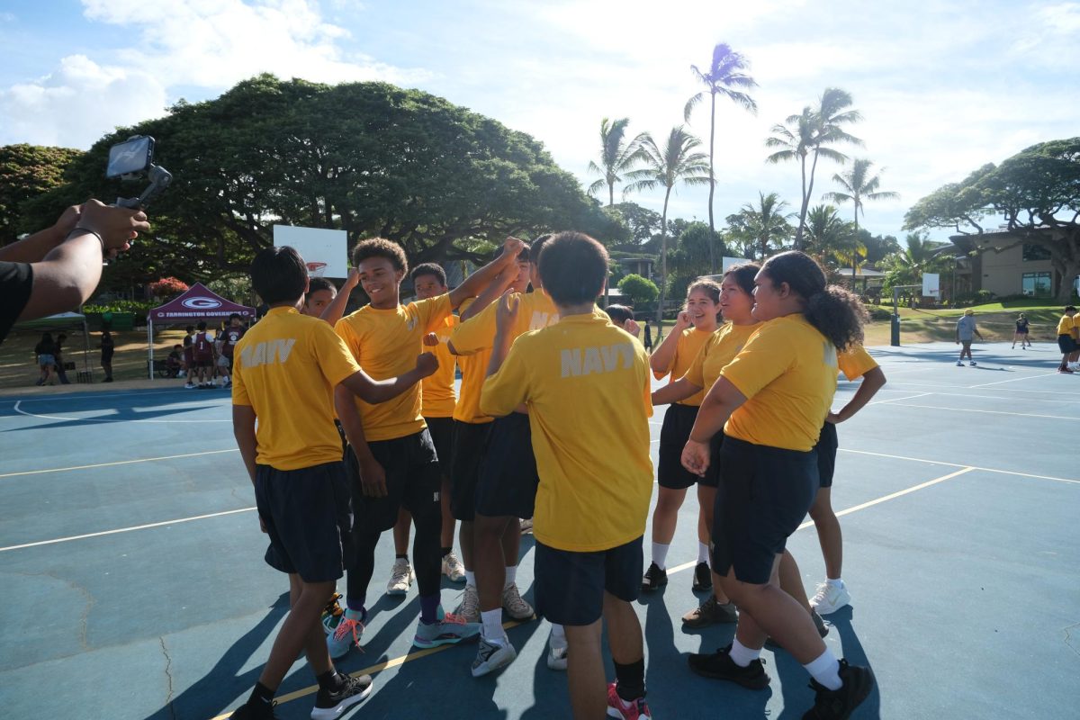 The team huddles to raise moral.