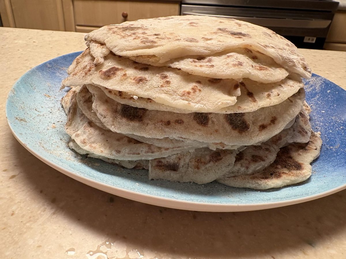 Finished lefse stacked on a plate