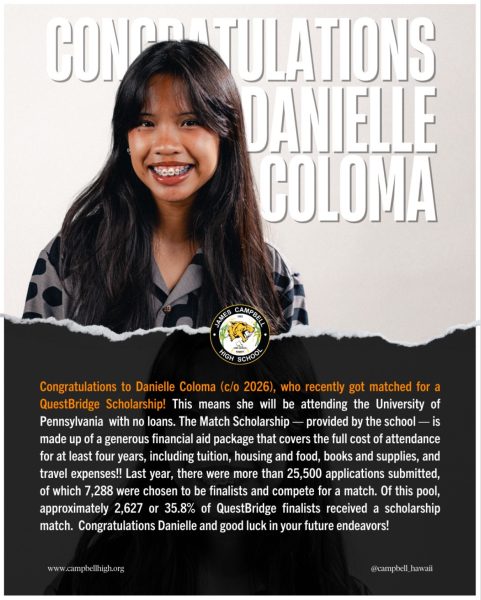A post from Campbell_hawaii instagram, congratulating Coloma on her accomplishment