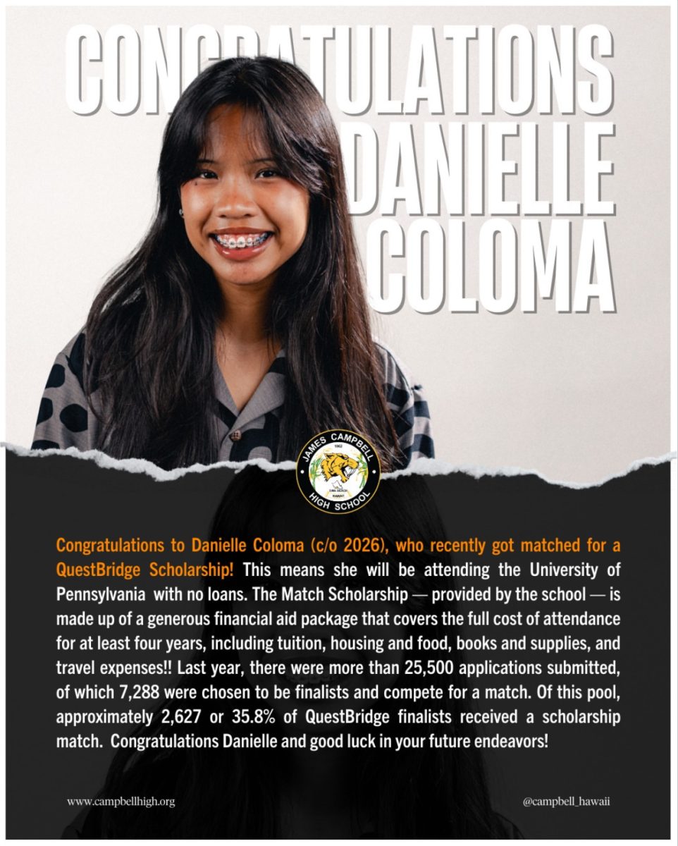 A post from Campbell_hawaii instagram, congratulating Coloma on her accomplishment